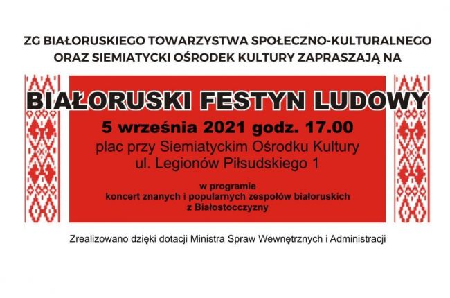 Białoruski Festyn Ludowy 5 Września godz. 17.00