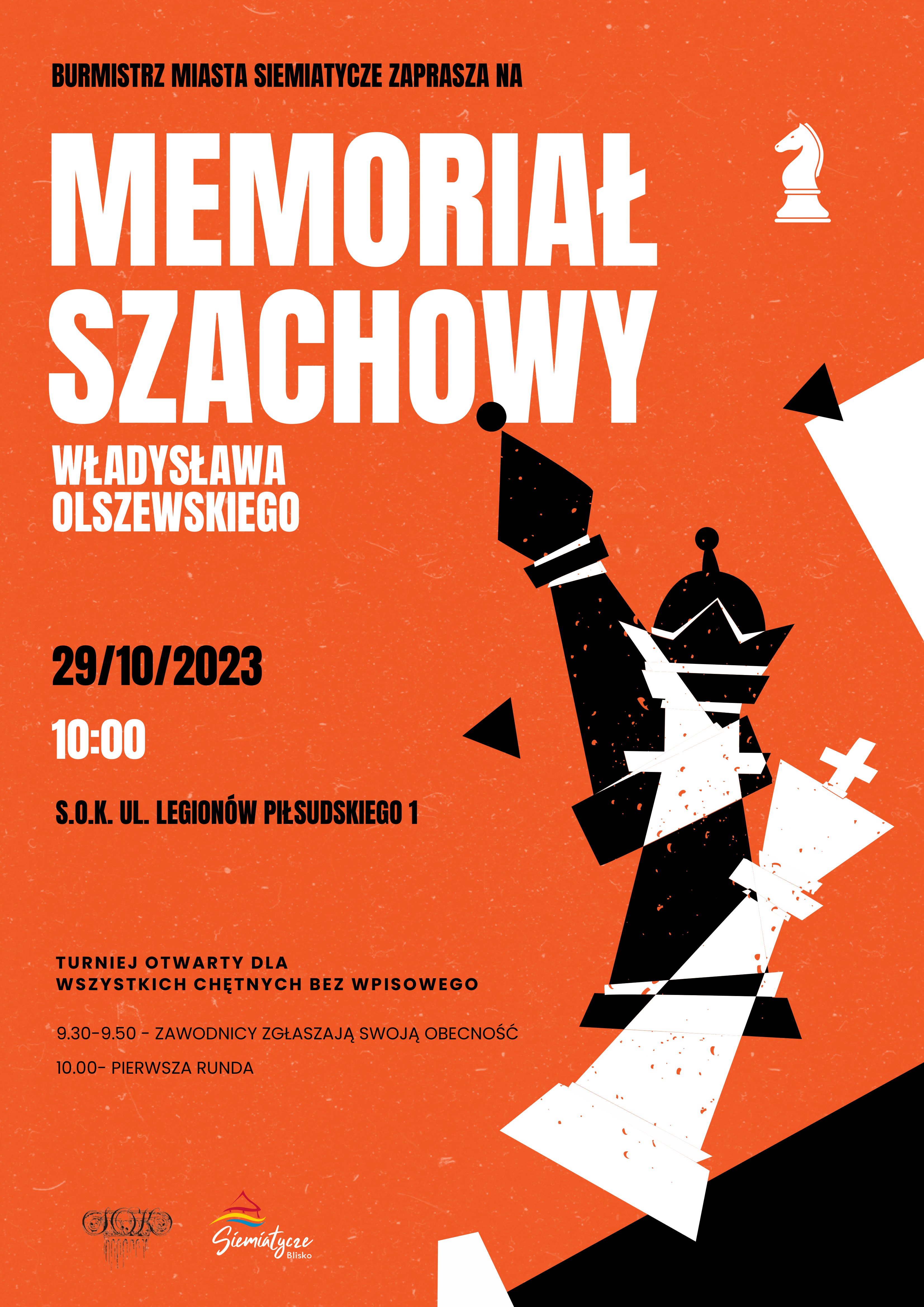 Grafika promująca Memoriał Szachowy Władysława Olszewskiego. 29 października 2023 r.