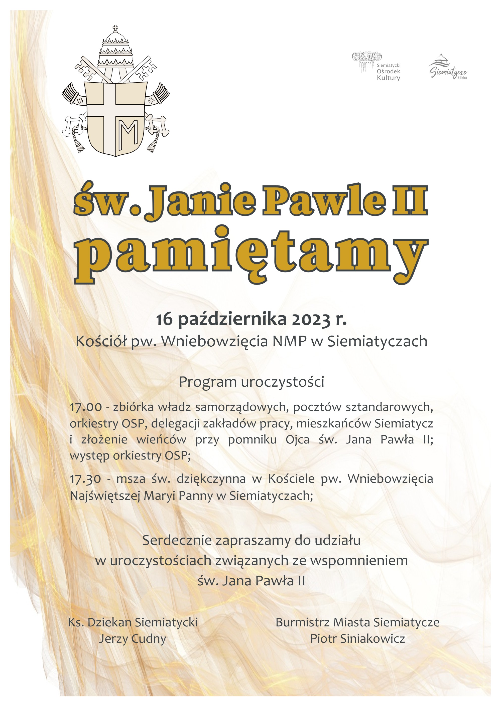 Grafika Promująca wydarzenie Św. Janie Pawle II pamiętamy.