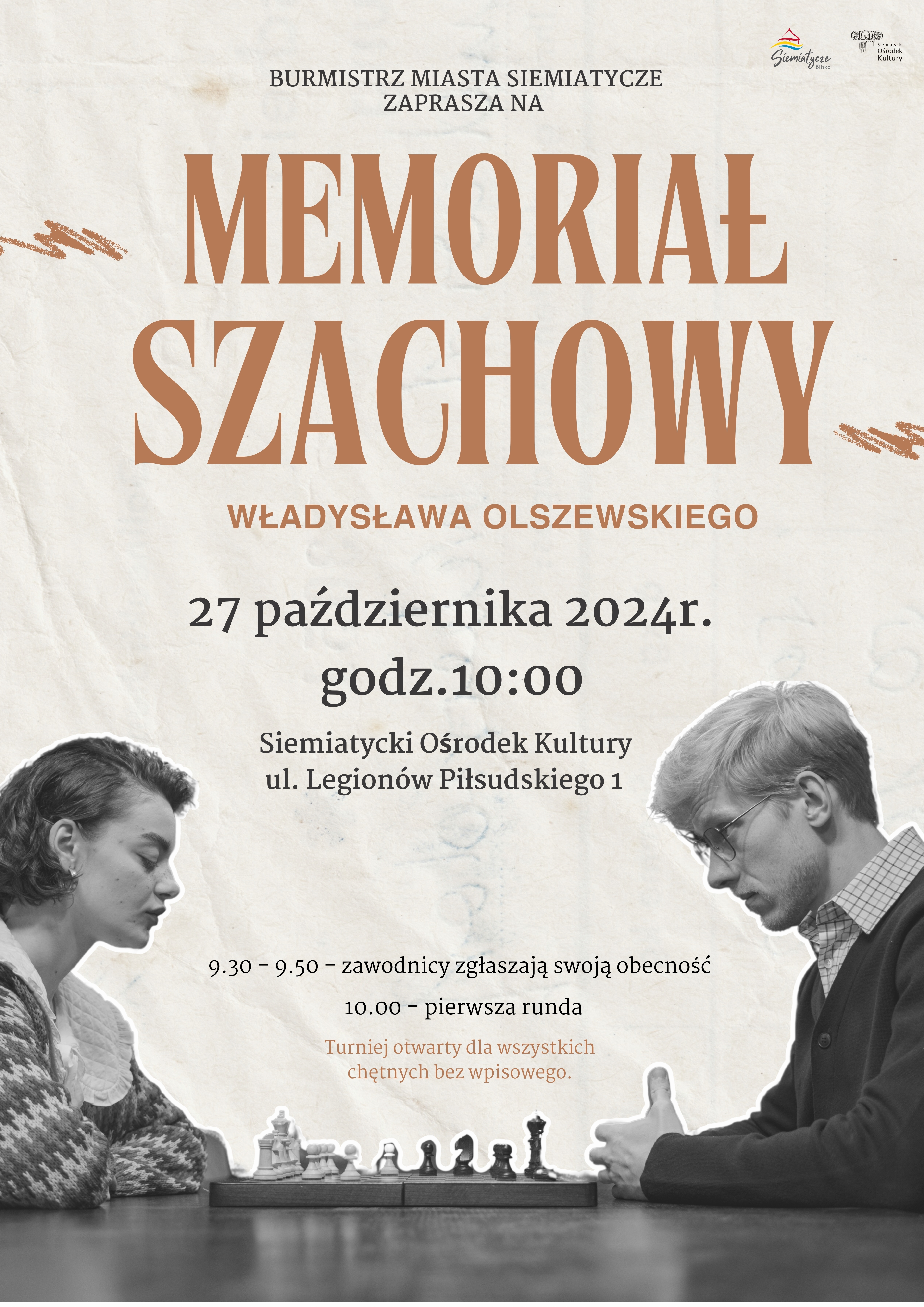 Grafika promująca Memoriał Szachowy im. Władysława Olszewskiego