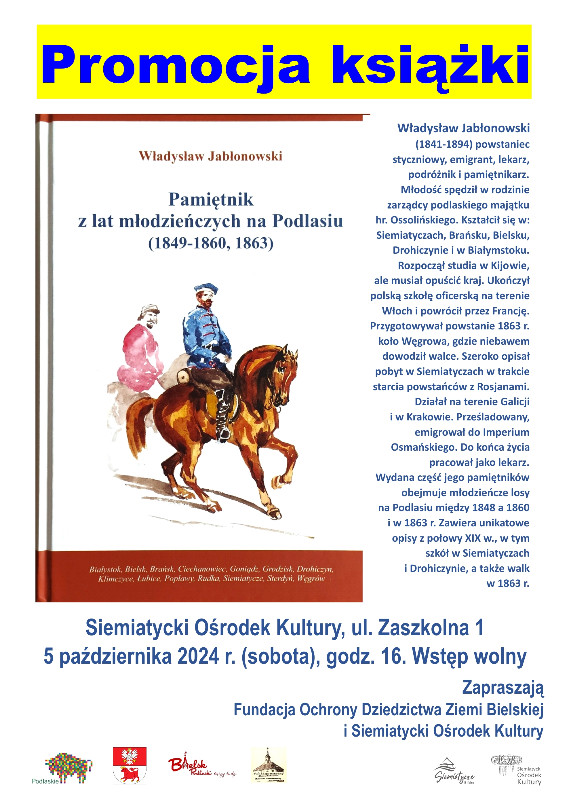 „Pamiętnik z lat młodzieńczych na Podlasiu” –Promocja książki Władysława Jabłońskiego