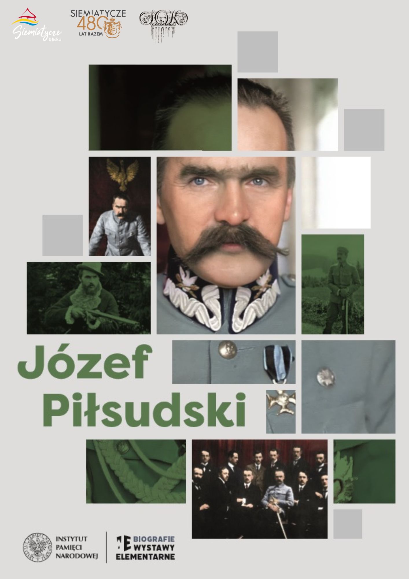 Grafika z kolażem zdjęć Józefa Piłsudskiego, Biograficzna wystawa elementarna IPN o Józefie Piłsudskim